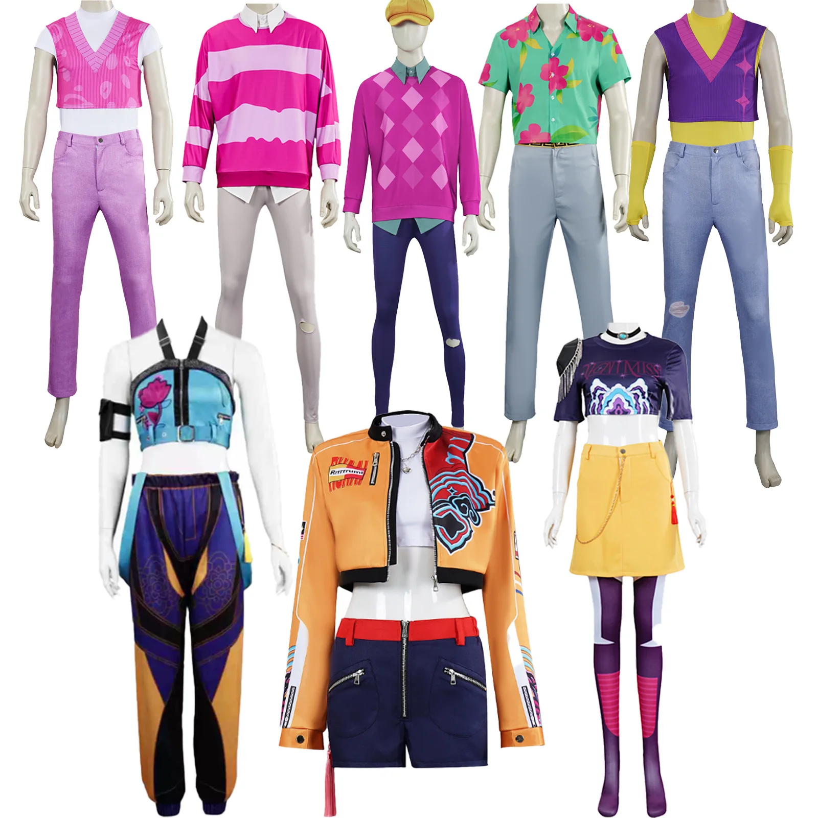 

Women Men Anime KPop Demon Hunters Cosplay Halloween Costumes Full Set Role Play Outfit for Party Carnival Wear