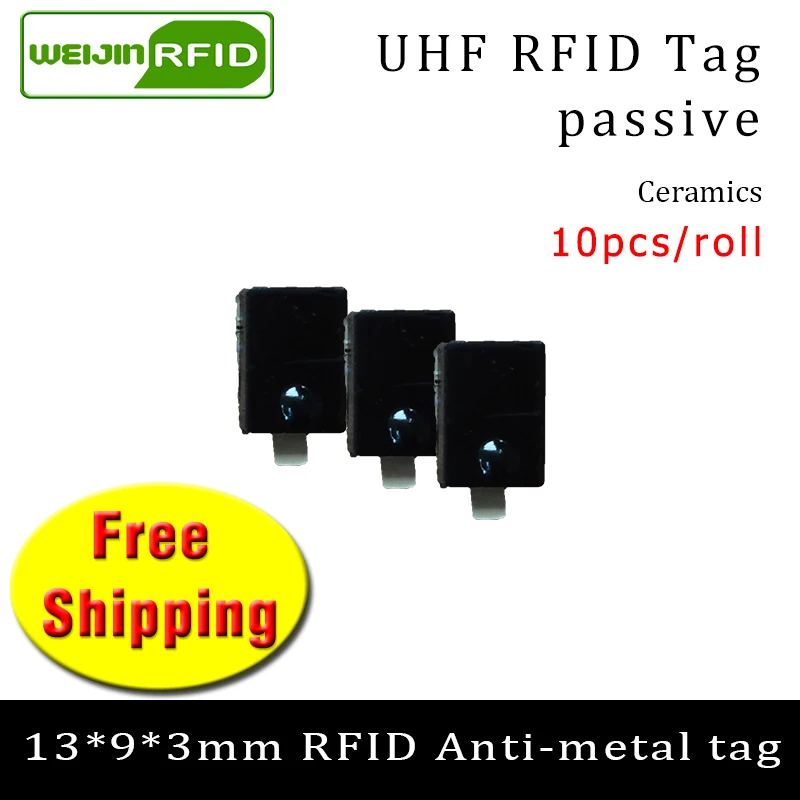 

UHF RFID anti-metal tag 915mhz 868mhz Alien H3 EPCC1G2 6C 13*9*3mm 10PCS small rectangle Ceramics smart card passive RFID tags