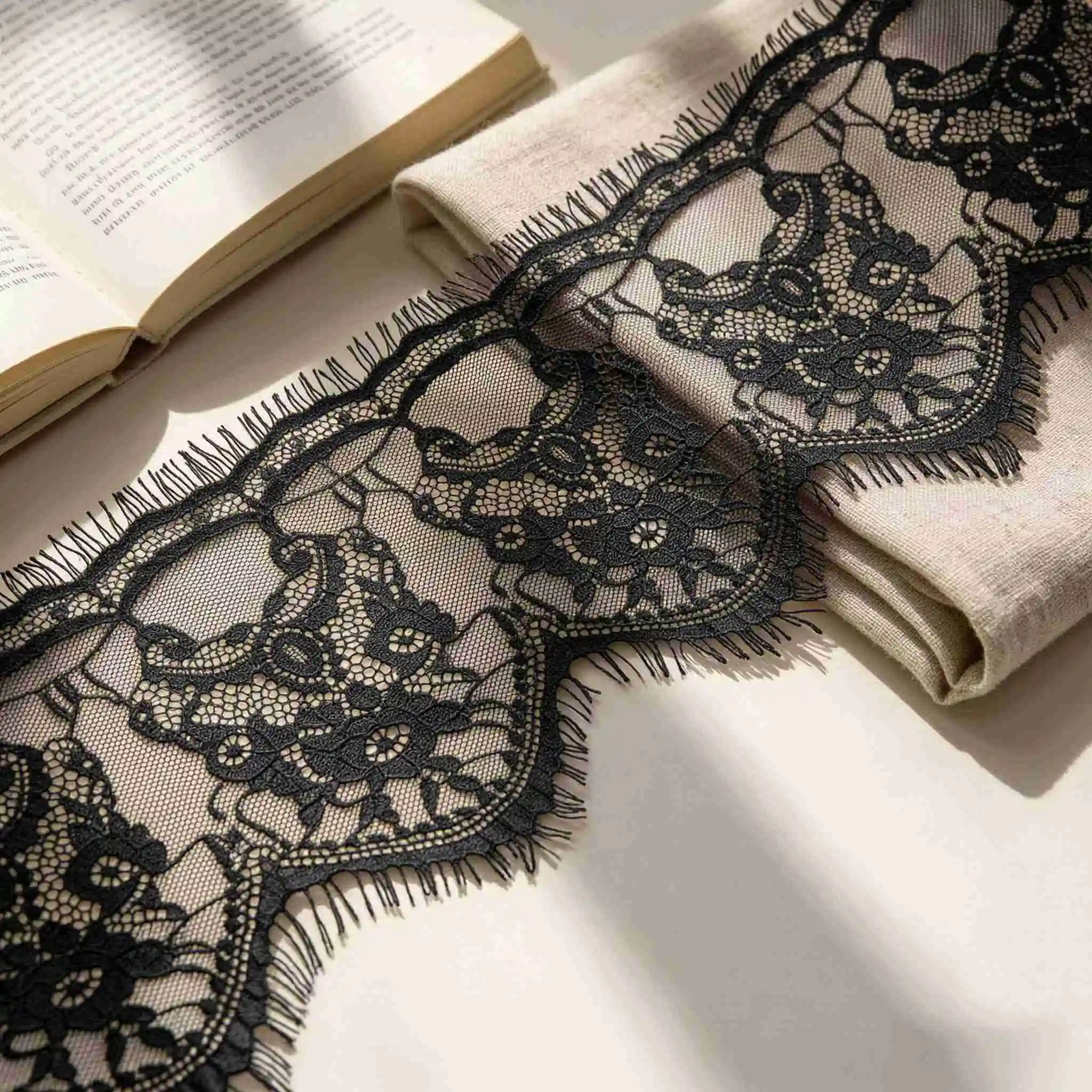 (3 meters/roll) 140mm White Black Lace Fabric Webbing Clothing Accessories Lace Material Handmade DIY Ribbon