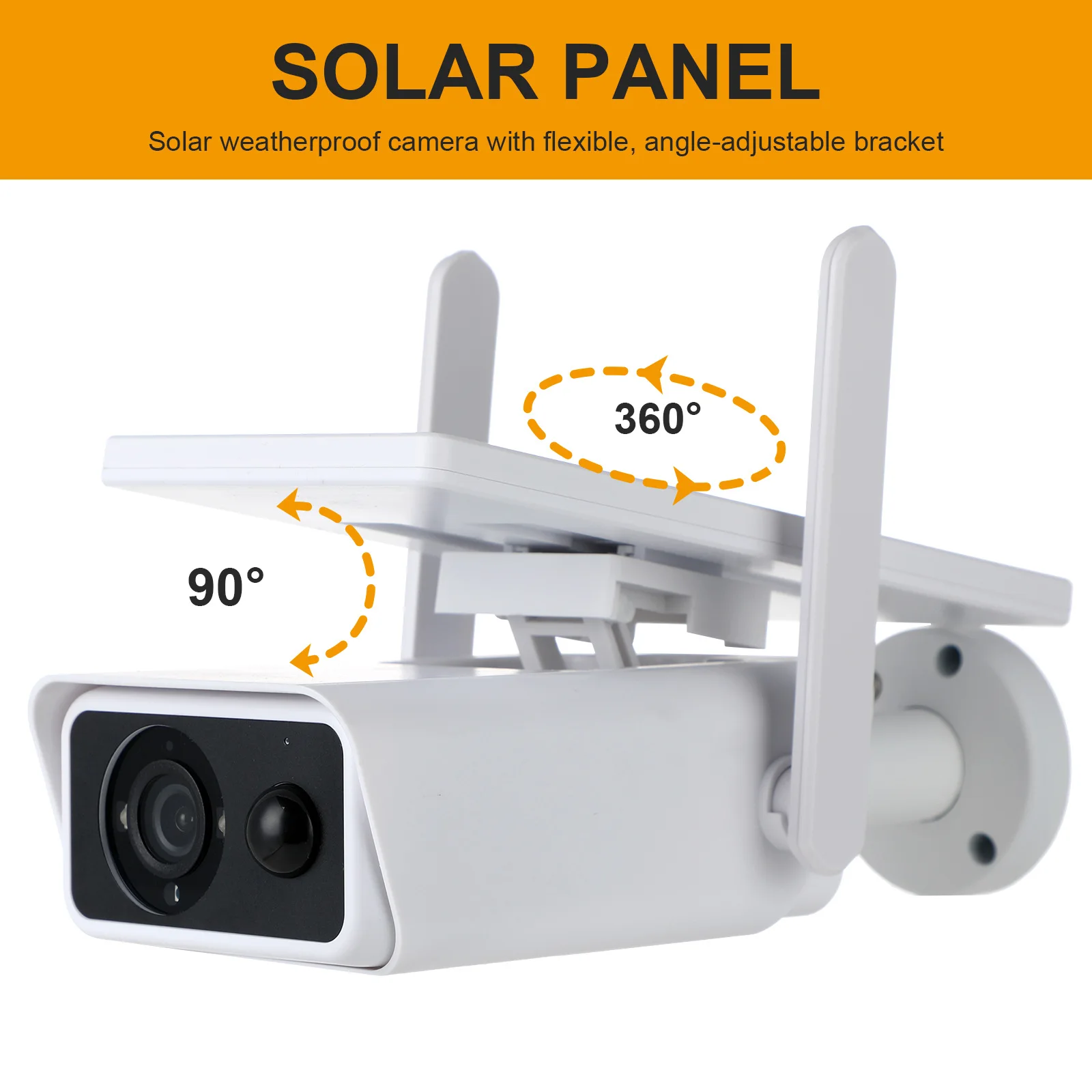 4MP Solar Camera Outdoor 360° Panoramic Night Vision Surveillance Two-way Audio Motion Detection CCTV Cameras Removable Battery