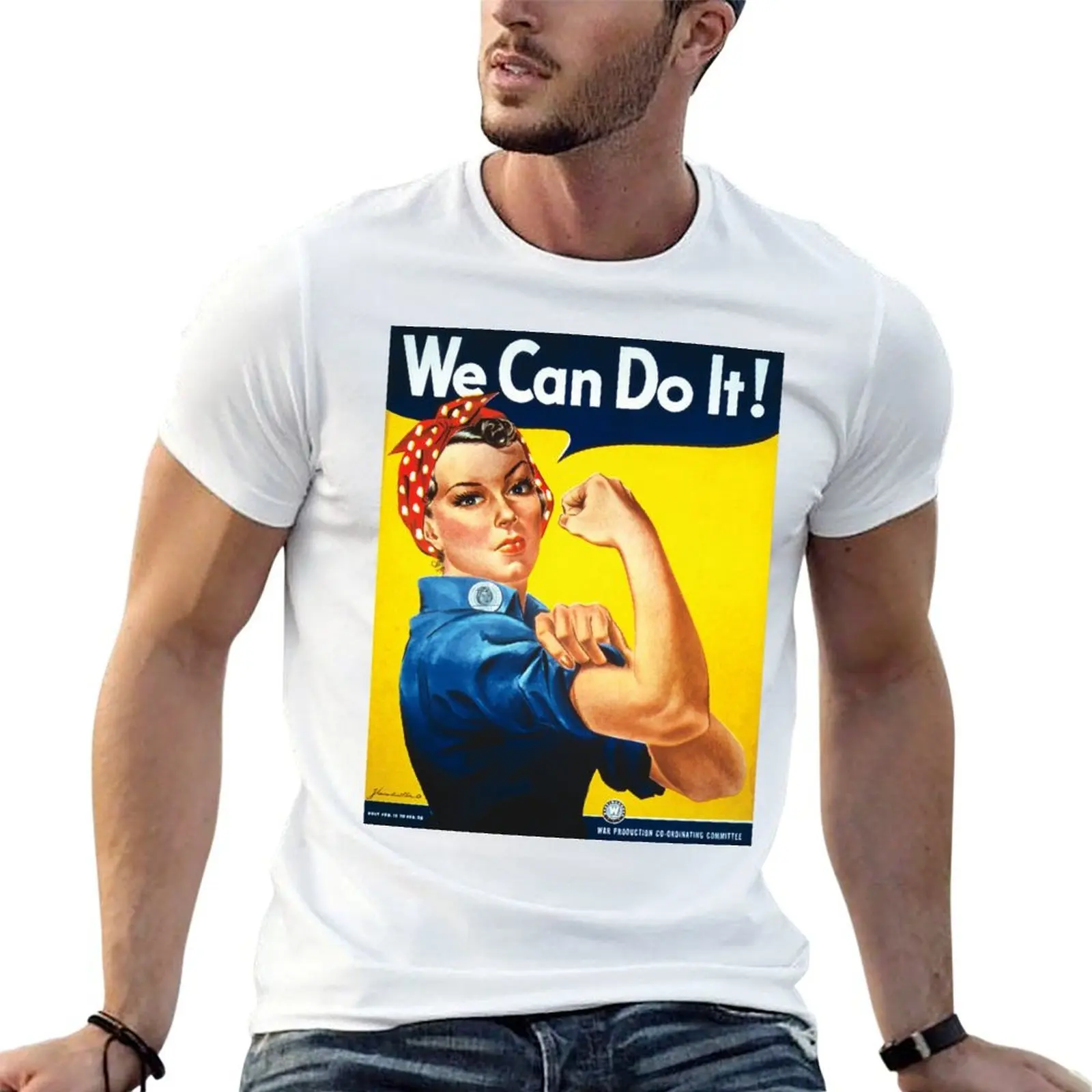 Rosie the Riveter We Can Do It Art Print Poster T-Shirt oversized graphic tee heavyweights men clothing