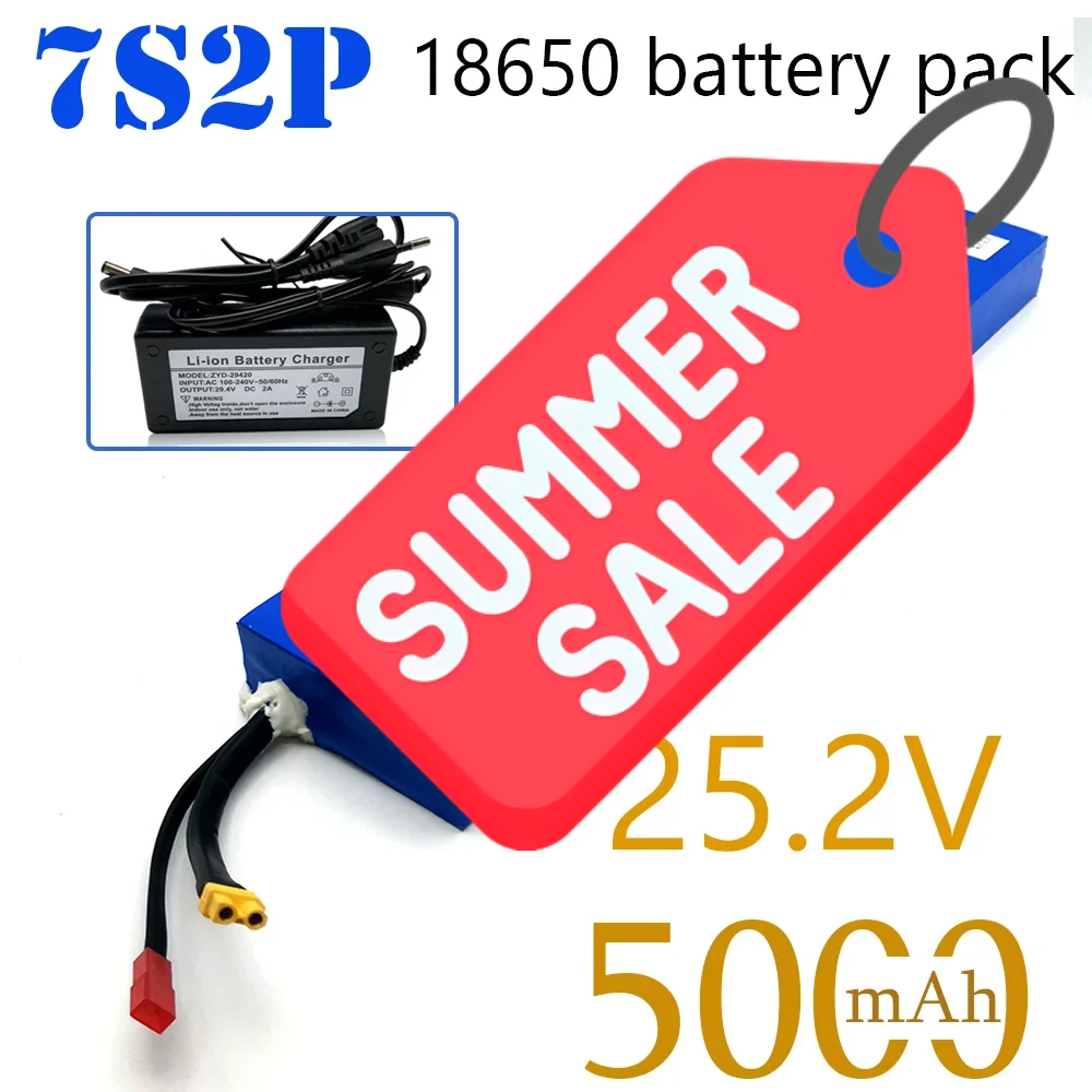 

7S2P 25.2V 5000mAh Li-ion Battery Pack built-in BMS For 29.4V Electric Scooter battery