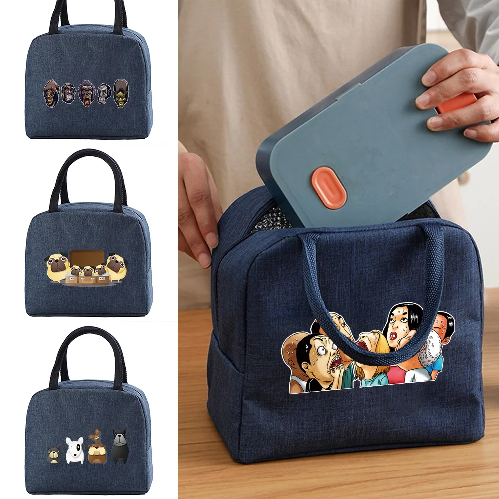 

Lunch Bag with Should Strap Handle Cooler Bag Women Portable Food Bag Cartoon Print Thermal Lunch Box Thermal Bag Fridge Bag