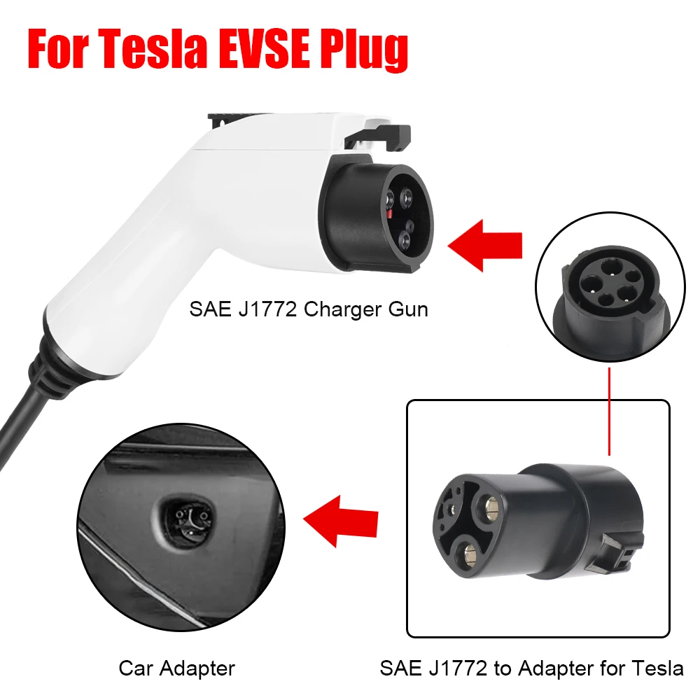 Converter SAE J1772 Type 1 To Adapter For Tesla EVSE EV Charger Equipment Electric Car Charging Connector For Model 3 Y X S