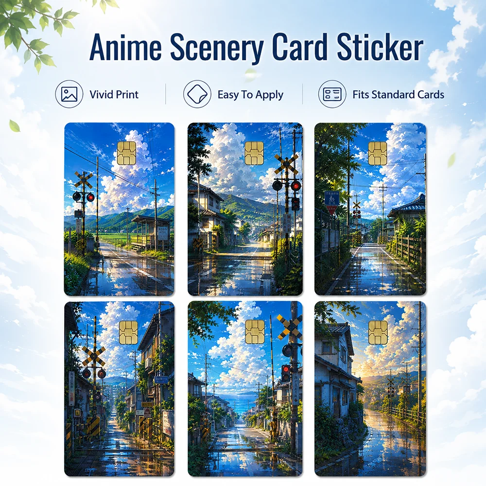 Anime Scenery Card Sticker Japanese Street Landscape Design Decorative Card Skin Waterproof Protective Sticker Standard Cards