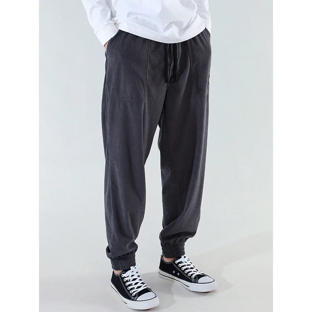 Men's Spring Autumn Casual Drawstring Elastic Waist Pants Vintage Versatile Sports Comfortable Loose Fit Jogger Pants