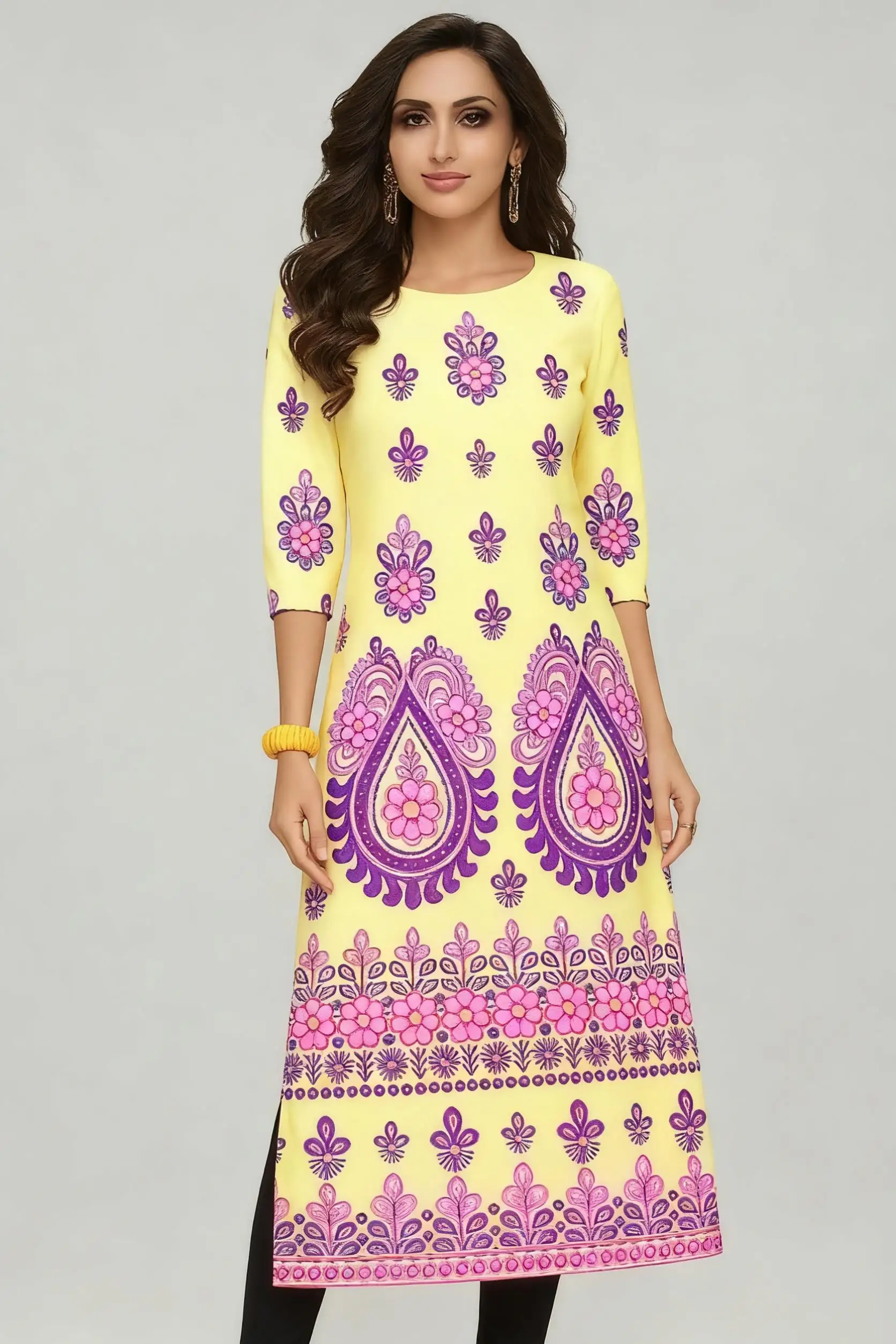 Muslim Dress Kurt Women Fashionable And Elegant National Style Slit Hem Straight Tube Casual Abito Donna Musulmana Turkish Abaya