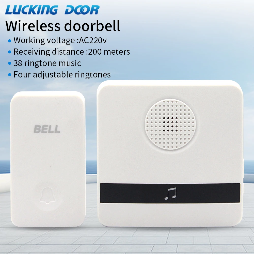 Wireless Outdoor Doorbell Battery Self-Powered Door Bell Sets Home Outdoor Door Ring Welcome Chime Doorbell 200M Remote Receiver