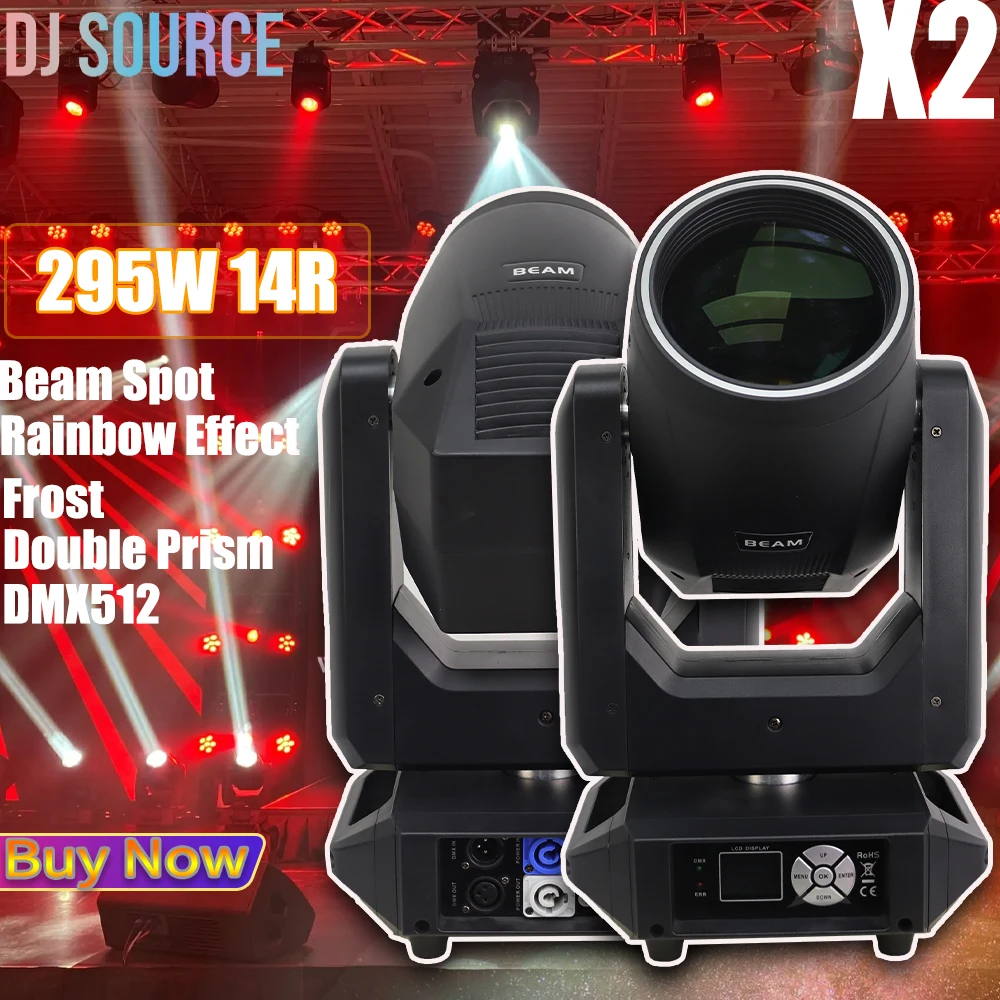

2 шт./лот 14R 295 Вт луч с подвижной головкой гобо фокус эффект мороза двойная призма эффект радуги DMX512 DJ дискотека сценический эффект