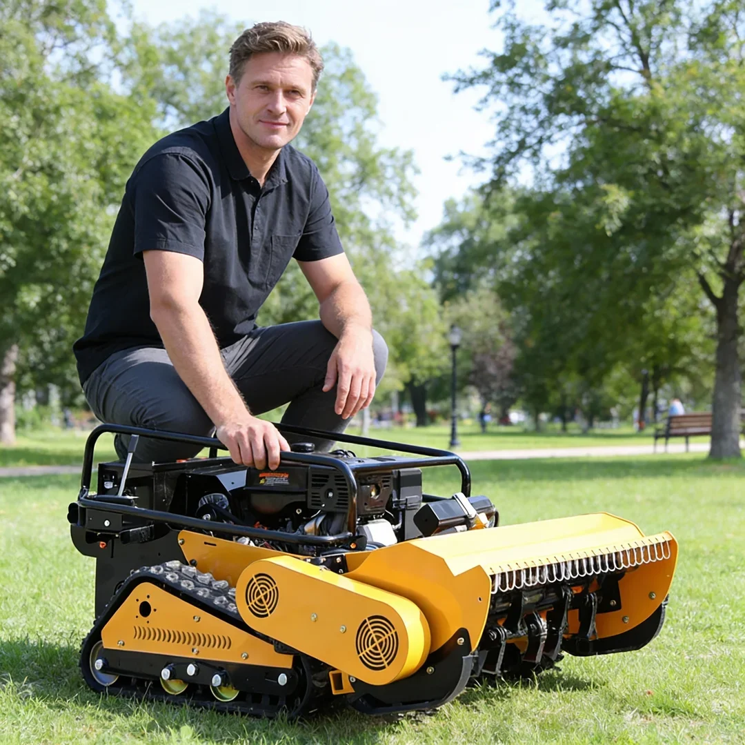 

Газонокосилка-измельчитель с дистанционным управлением на заказ — лезвия из марганцевой стали и утолщенные гусеницы для стрижки склонов садов