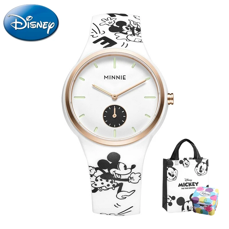 

Disney Official Women Japan Quartz Wristwatch Micky Minnie Mouse Cartoon Graffiti Silicone Band Lady Girl Youth Student Clock