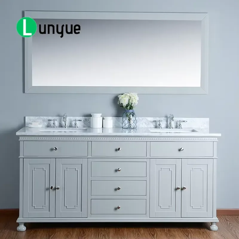 72 Inch Floor Standing Double Sink Bathroom Vanity Solid Wood Elegant Modern Classic Design Durable Storage Cabinet for Home