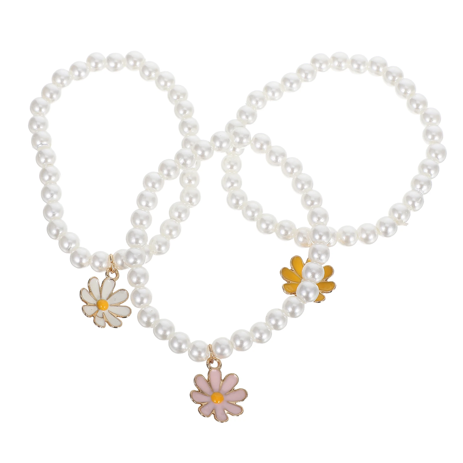 

3Pcs Simple Flower Pearl Bracelet Stackable Accessories Perfect for Every Occasion