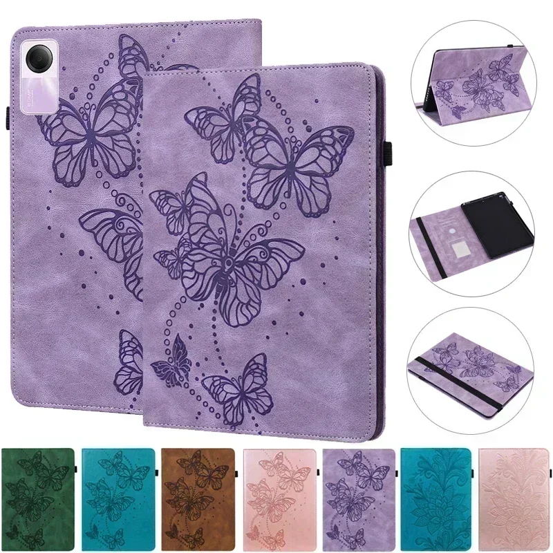 Para Xiaomi Redmi Pad SE funda 2023 11 pulgadas Linda flor mariposa en relieve suave TPU trasero para RedmiPad Redmi Pad SE funda niños