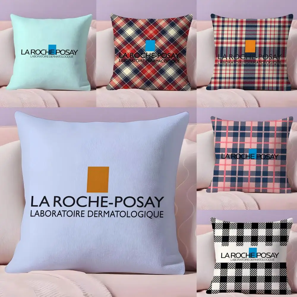 Funda de almohada La R-roche-Posay, funda de almohada de tela de felpa, estampado suave de doble cara, cojín de alta calidad para el hogar y el sofá