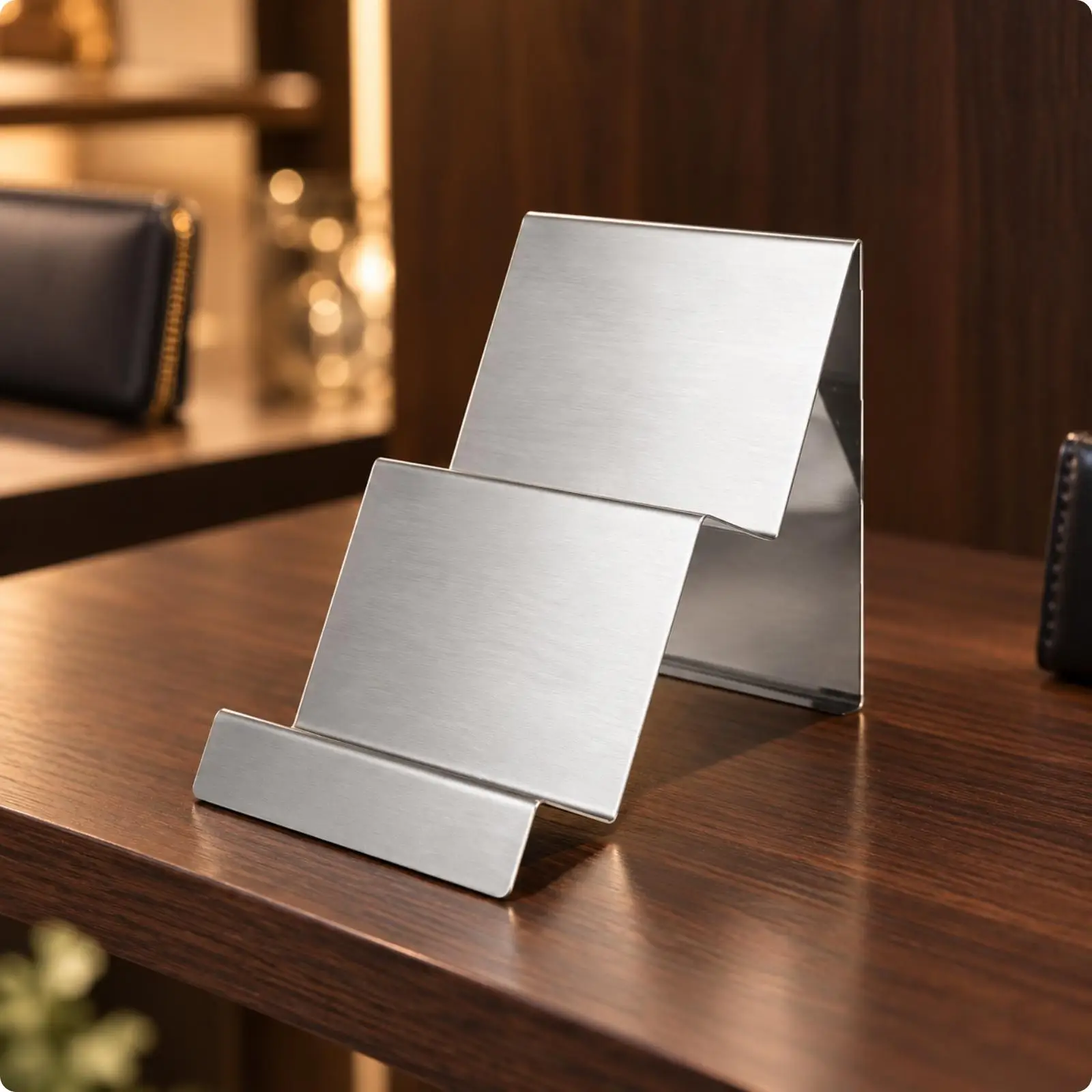 Freestanding Stainless Steel Wallet Display Rack for Retail Shelves Compact Organizer Stand