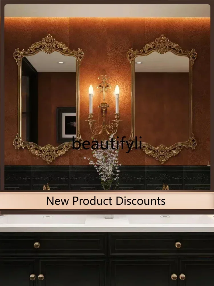 TTT  Toilet retro bathroom mirror French fireplace decoration European bathroom mirror Wash wall hanging makeup mirror