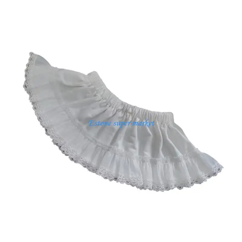 

090B Stretchable Waist Lace Skirt for Girls Soft Fabric Elastic Waistband Short Dress for Children Girls Party Lace Skirt