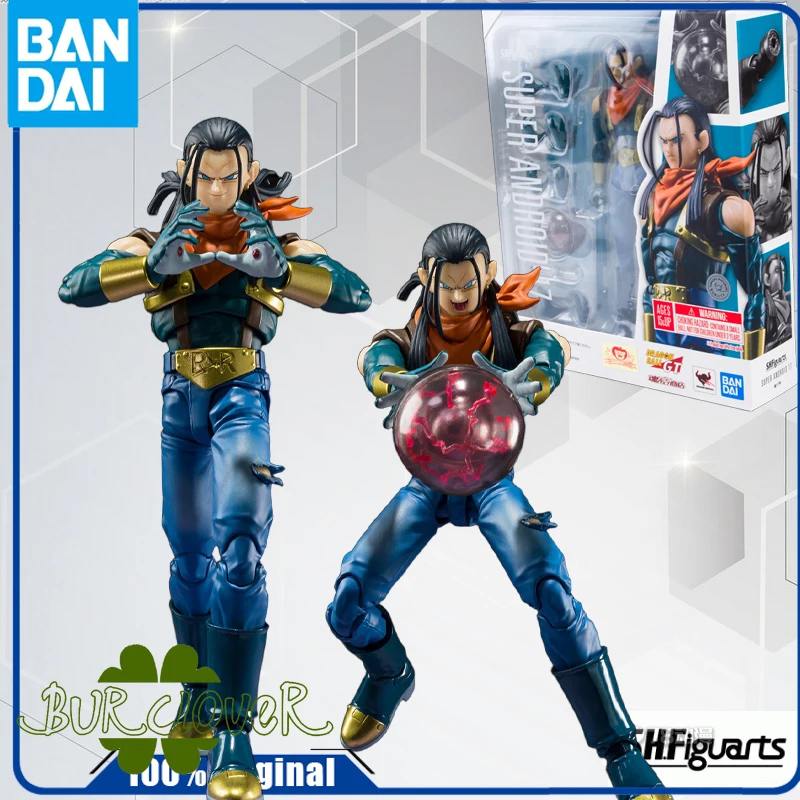 

В наличии Bandai, натуральная/оригинальная фигурка SHF DRAGON BALL SERIES GT SUPER ANDROID 17, игрушки, подарок, Коллекционная модель, орнамент