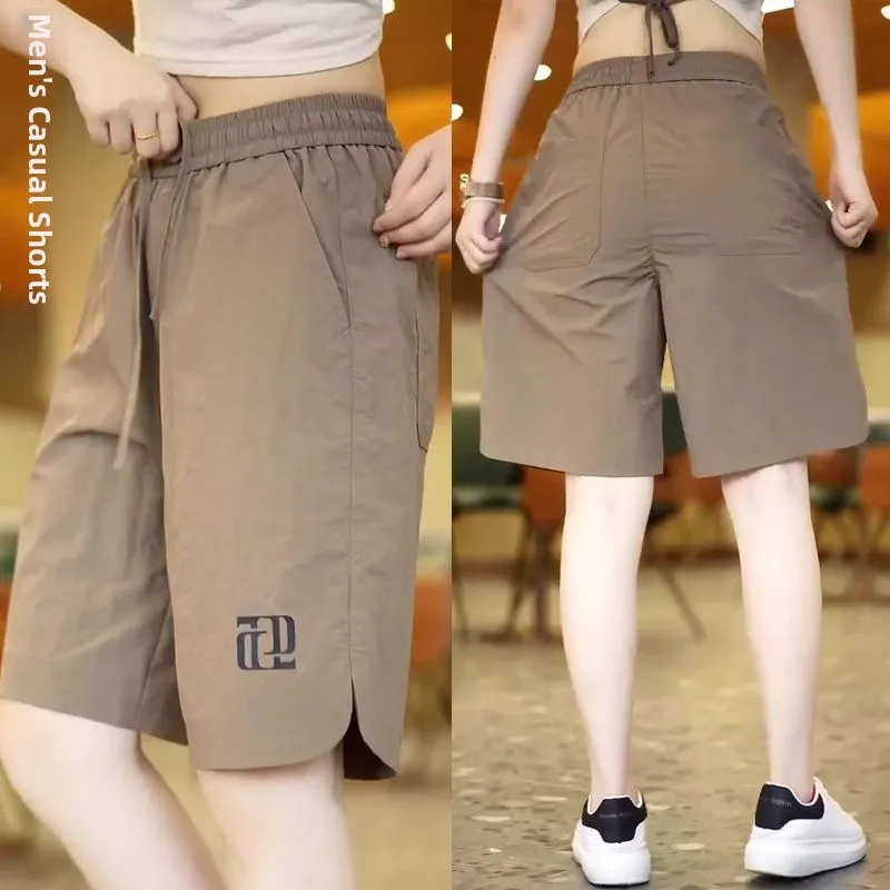 

2025 New Ice Silk Thin Qui Dry Five-Point Pants Men's Summer Sports Loose Casual Large Size Beach orts Youth Active Sle