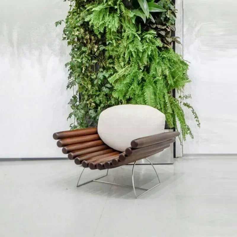 P Nordic، كرسي أريكة من الخشب الصلب، شرفة غرفة المعيشة المنزلية، الترفيه، كرسي فردي معدني