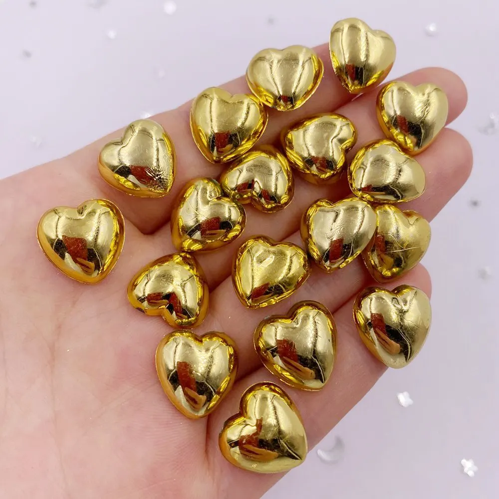 8mm 10mm 12mm Resina Oro Argento Cuore Gemme di cristallo Flatback Perline di pietra Scrapbook Figurine di nozze Applique Decor Artigianato