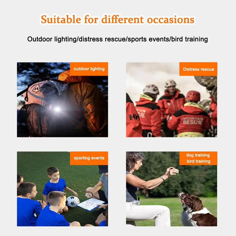 Sport all'aria aperta che corrono fischio di avvertimento leggero fischio da collo multifunzionale luce a LED abbagliante mini fischio ricaricabile