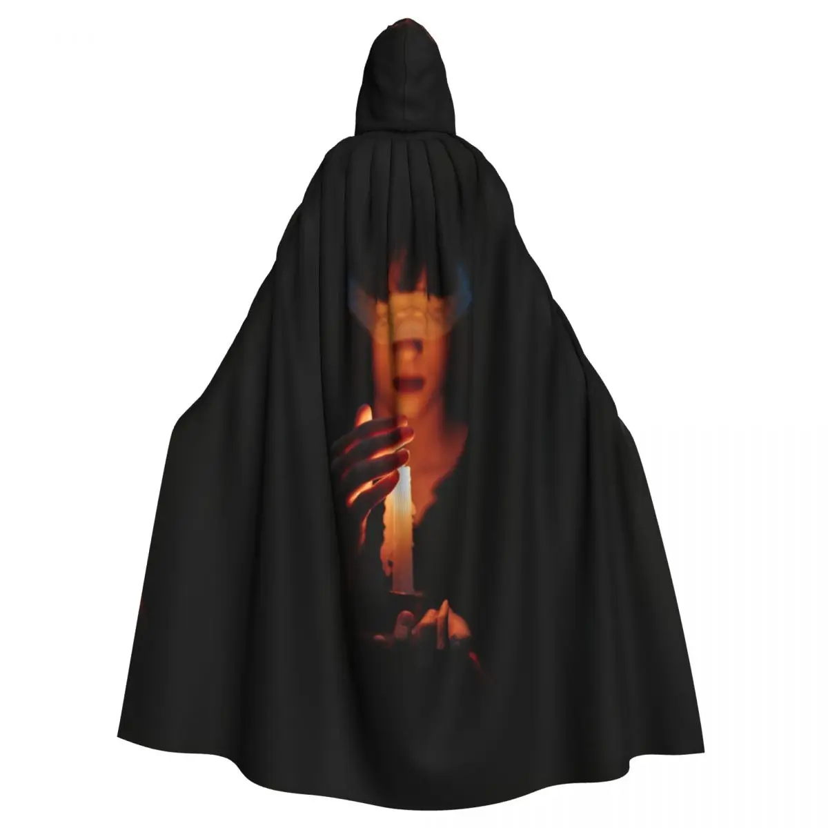 Unisex Cloak with Hood Long Witch Costume Cosplay Halloween Mysterious Ritual Cloak with Candle Holder for Dark Witch Costumes