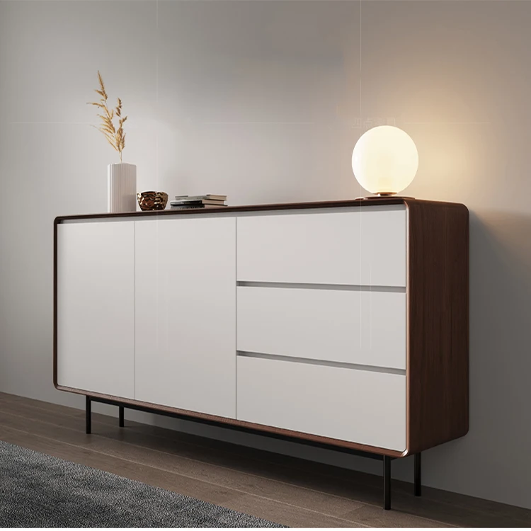 ตู้เก็บของไม้จริงสำหรับห้องนั่งเล่นสไตล์จีน ตู้เก็บของในครัว ตู้เก็บชา ดีไซน์เรียบง่าย จัดเก็บของได้ครบครันสำหรับบ้าน