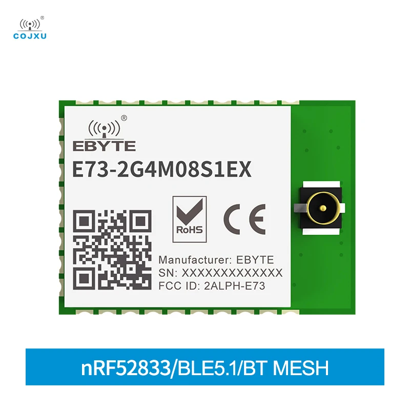 nRF52833 2.4GHz BLE 5.1 BLE Mesh IPEX Connector Small Size  Low Power Consumption COJXU E73-2G4M08S1EX Bluetooth Module