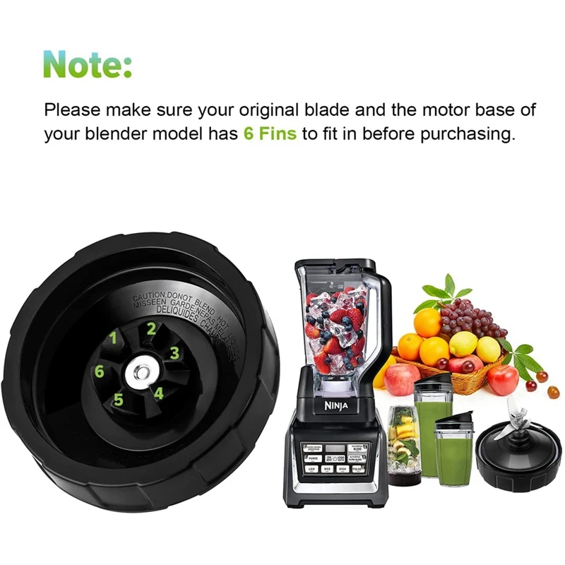 6 płetw ostrze blendera części zamienne do Nutri Ninja 1000W Auto-IQ BL480D BL480 BL480-70 BL480W-70 BL481-70 BL482-70