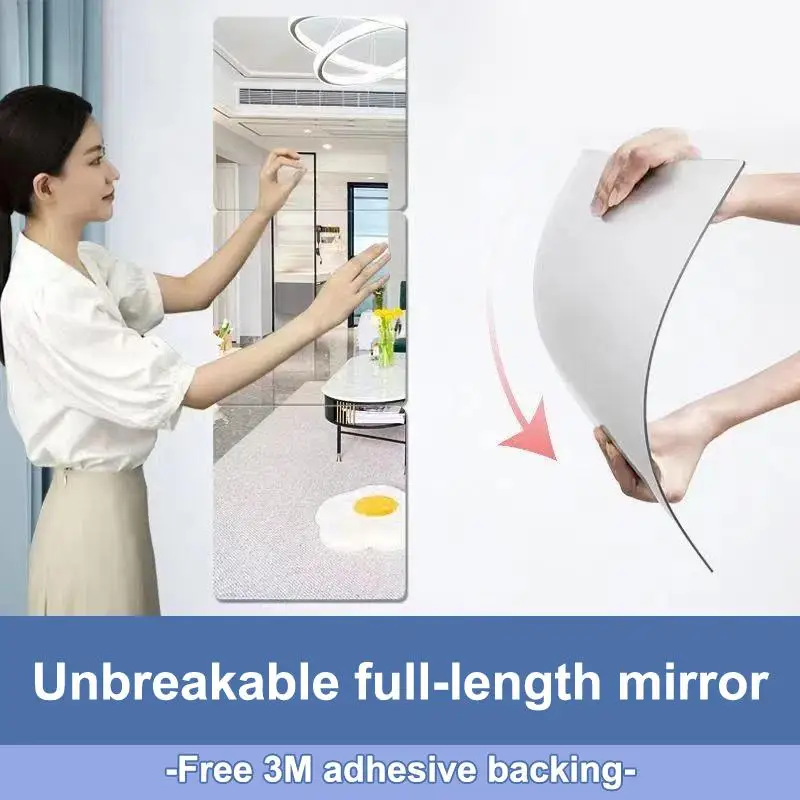 Elegant DIY Home Decoration 1PC Acrylic Square Mirror Sticker Self-adhesive