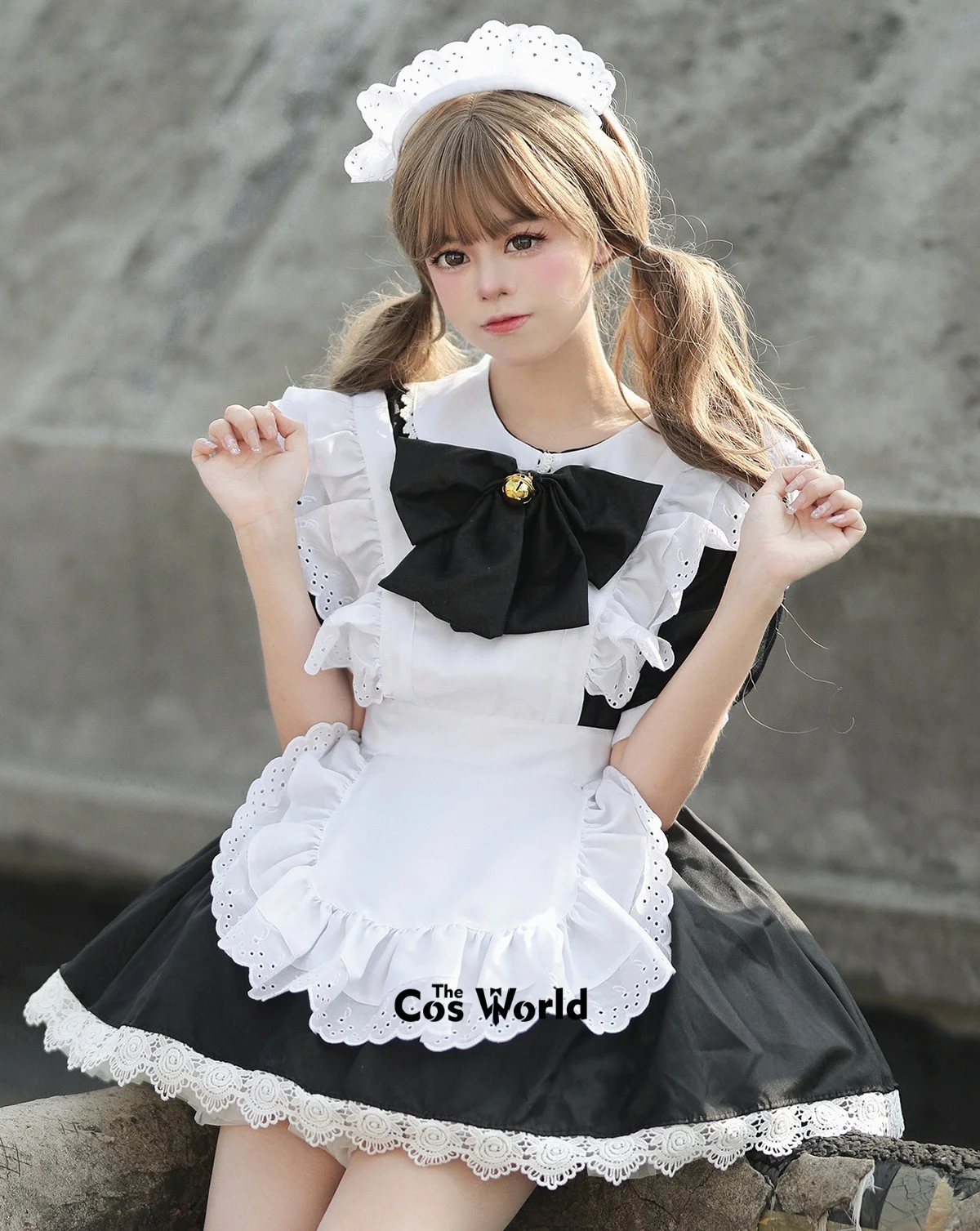 S-5XL japoński czarny biały pokojówka pokojówka restauracja fartuch sukienka, mundurek stroje Anime przebranie na karnawał