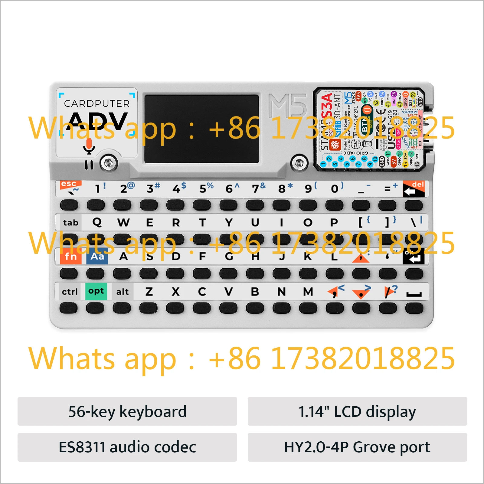 

Cardputer Adv Version ESP32 Portable Computer M5StampS3A Development Kit 1.14 Inch Screen 56 Key Keyboard Card