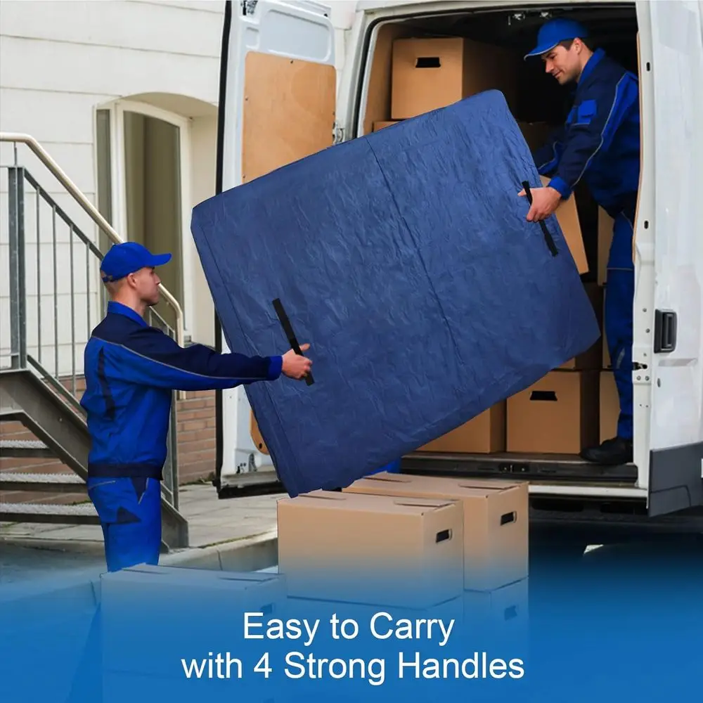 Queen Size Waterproof Mattress Cover with Heavy-Duty Handles and Strong Zipper for Reusable Storage and Moving