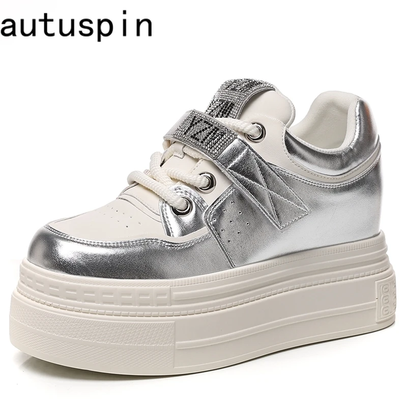 

Autuspin High Platform Women Shoes Outdoor New Crystal Decoration Ladies Chunky Skateboarding Sneakers Leisure Woman Size 34-39