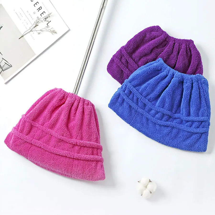 Multifunctional Coral Fleece Broom Cloth Cover Floor Mop, Reusable Ultra-Fine Fiber Absorbent Broom Household Cleaning Accessory