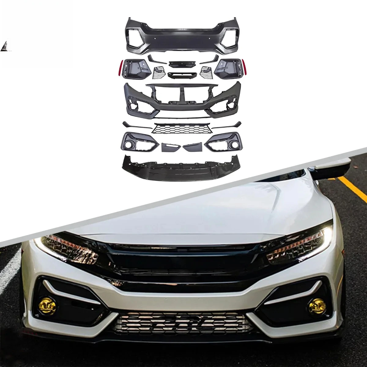 

In Stock Hot Selling 2020 SI Style Bodykit Car PP ABS Material Bumper Body Kit For HONDA CIVICI 2016-2022