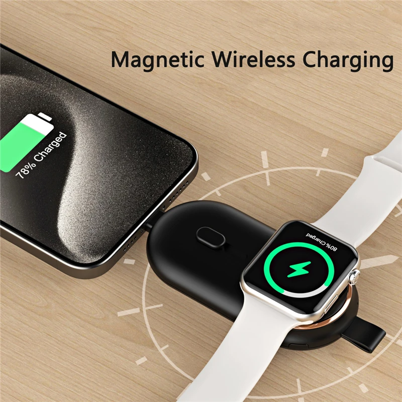 2000mAh Power Bank for iWatch 2 3 4 5 6 7 8 Ultra SE Mangeitc Wireless Charging Powerbank for iPhone Xiaomi Huawei Battery Pack