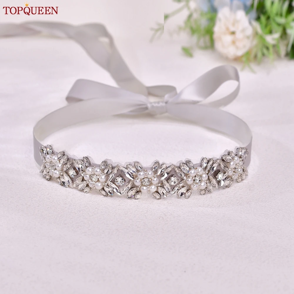 TOPQUEEN Bridal Belt Rhinestone Imitation Pearls Flower Decoration Women's Body Accessories For Party Special Occasion Dresses