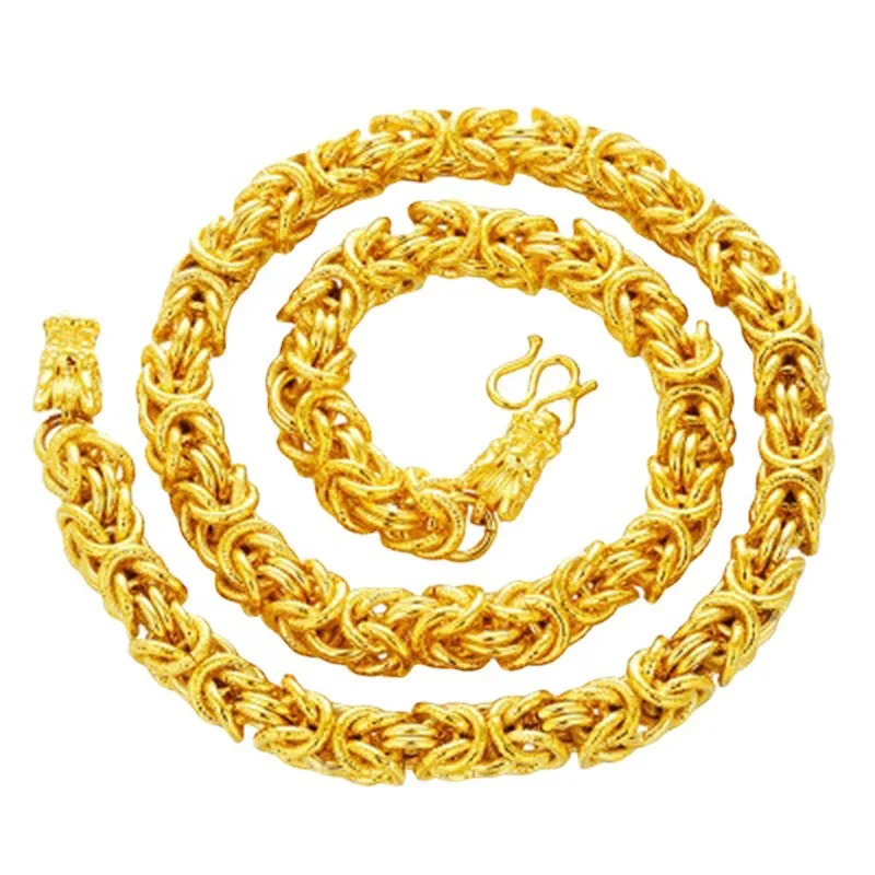 9999 24K genuine gold necklace, men's and women's gold fashion jewelry, men's dragon head snake bone gold jewelry gold necklace view 6