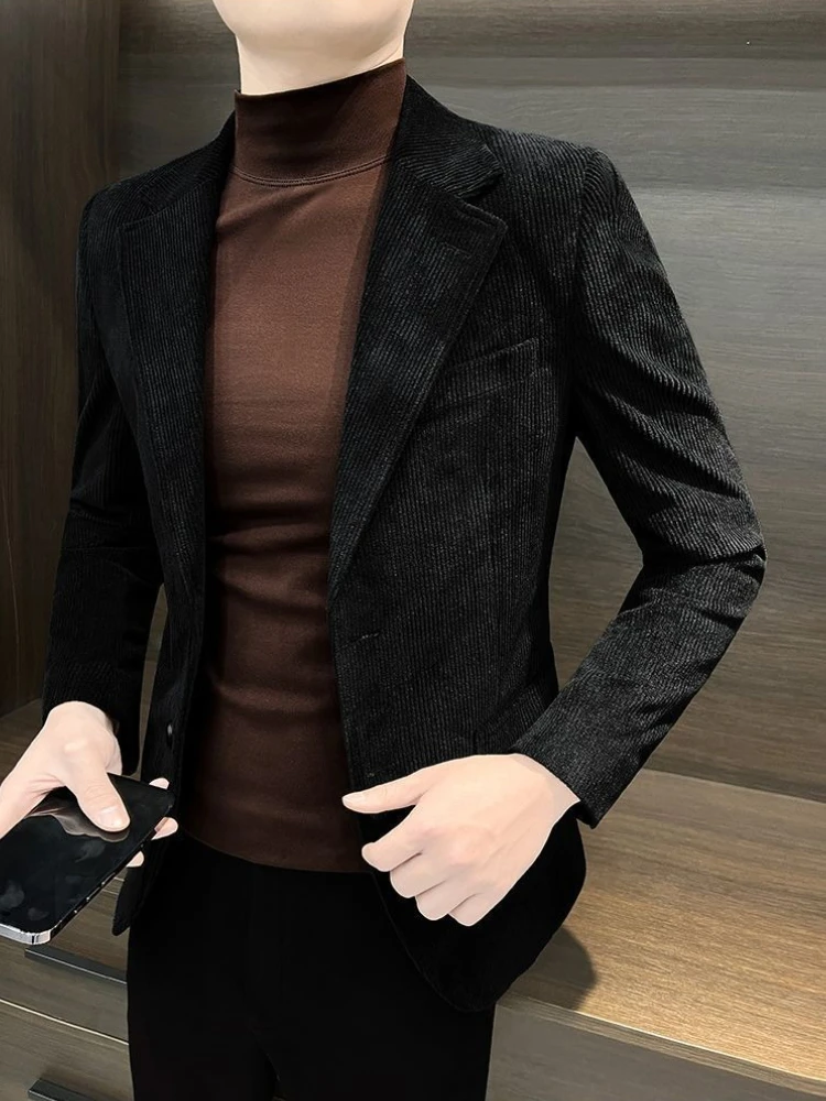 

Тонкая вельветовая куртка для мужчин, одежда в корейском стиле, модные красивые мужские костюмы и пиджаки, винтажная мода, оригинальные пальто 2025 года