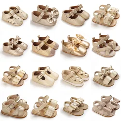 Chaussures de Marche pour Bébé, Souliers de Princesse Dorés, Confortables, Semelles Souples, Antidérapantes, Pré-marcheurs