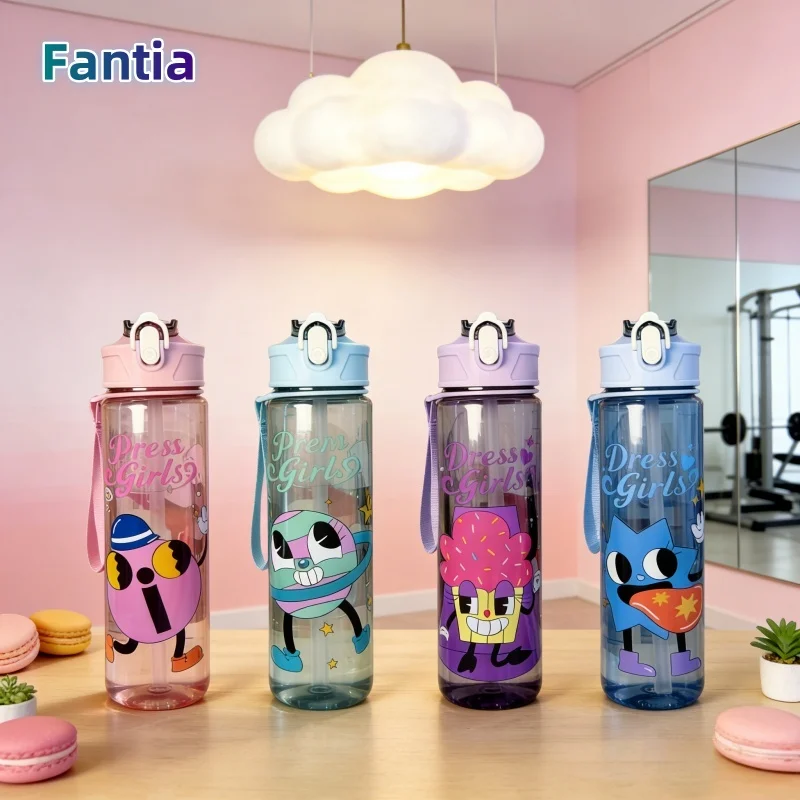 

750ml Plastic Water Bottle Cartoon High Quality Water Cup Sport Leak Proof Cute Water Kettle Christmas Birthday Gifts