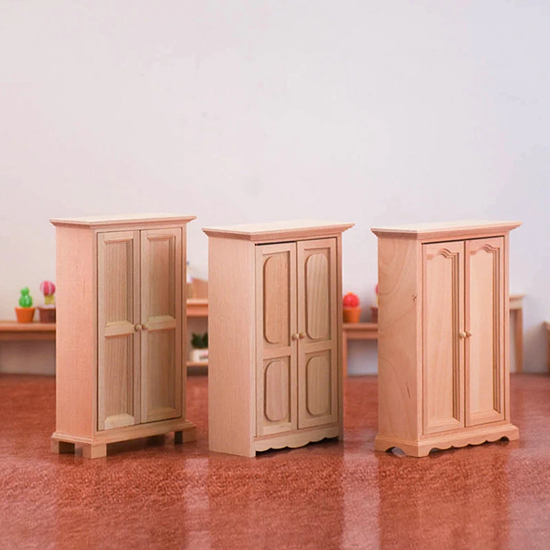 1:12 Dollhouse Miniature Wardrobe Lockers Vertical Cabinet Storage Cabinet Bedroom Furniture Model Decor Toy