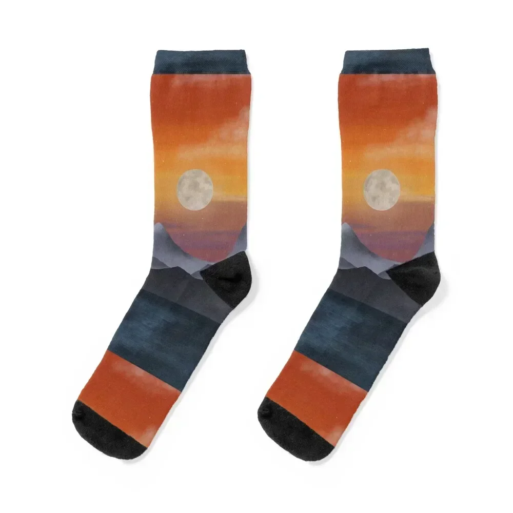 Sunset Mountains Socks Sports Antiskid soccer hiphop gym Socks Ladies Men's