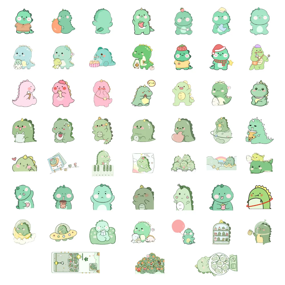 10/30/50pcs Cute Cartoon Dinosaur Aesthetic Stickers Laptop Phone Cup Scrapbook Car Luggage Waterproof Sticker for Kids Adults