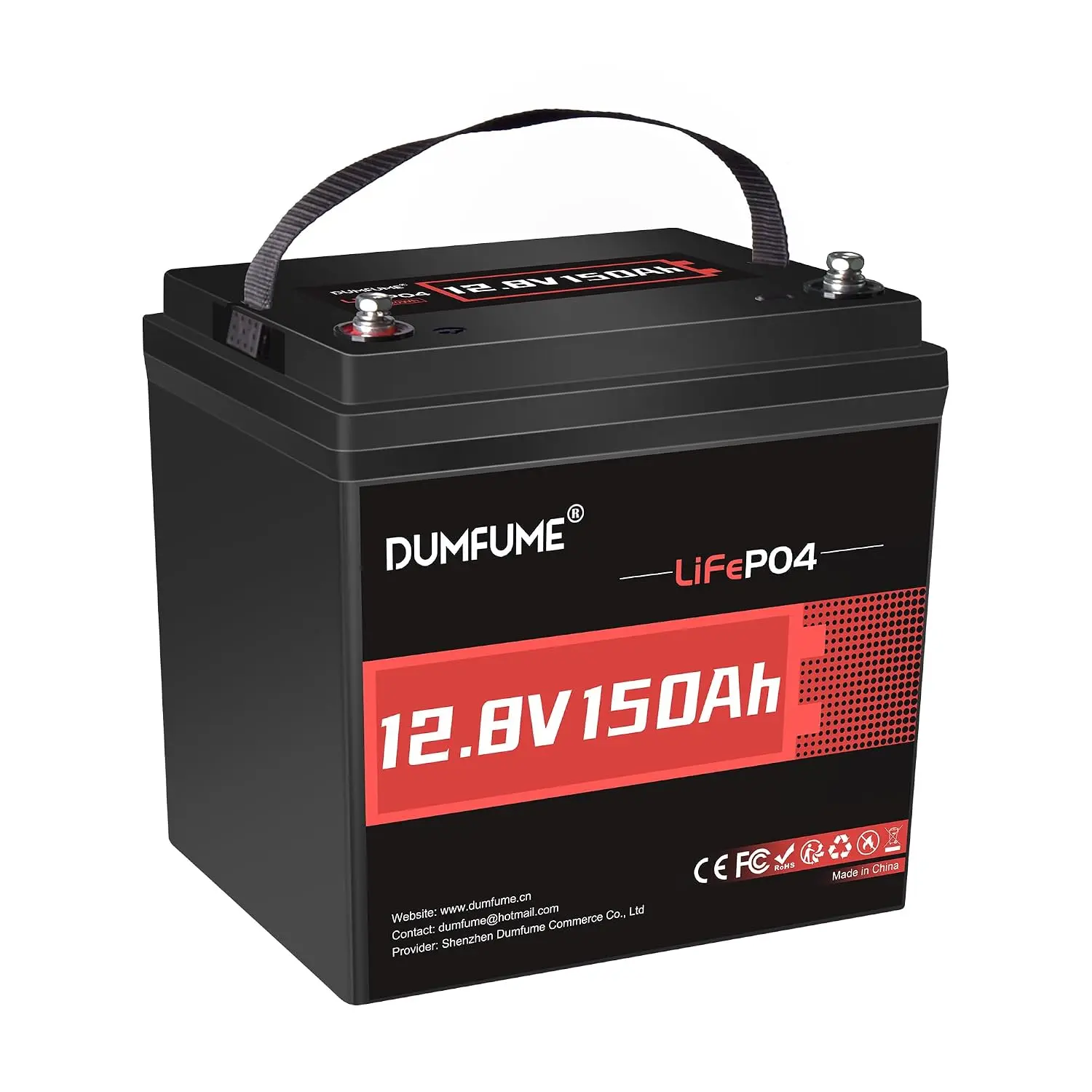 12V 150Ah LiFePO4 Battery IP65 Waterproof 100A BMS Deep Cycle RV Solar Marine Off-Grid Power Storage, Customized