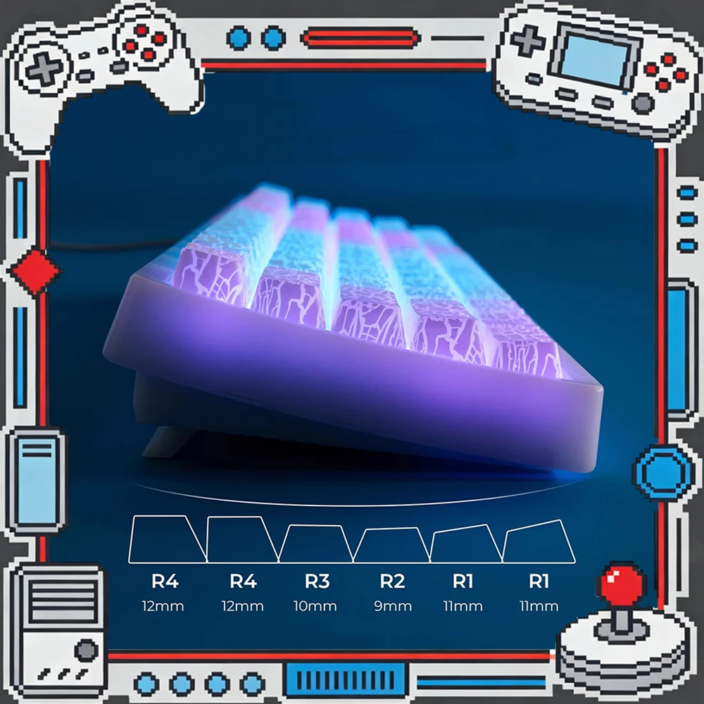 XVX Ice Crack 2.0 PC Keycaps Light Transmission Keycap IMD Process Ergonomic Design Keyboard Keycaps Customized PC Gifts