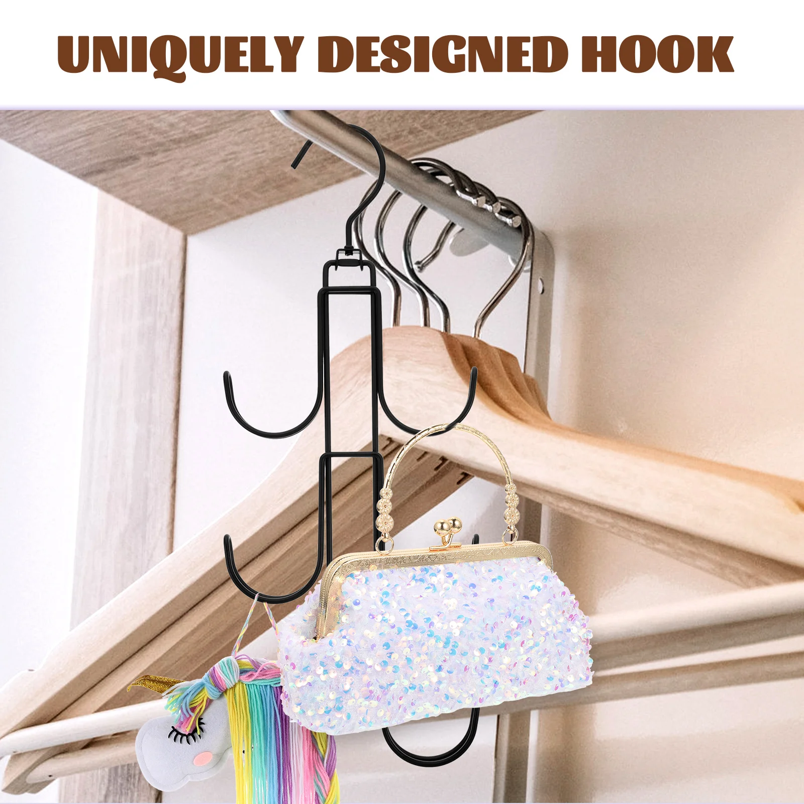 

Rotating Folding Wardrobe Rack Scarf Organizer Hangers Coat Handbag Iron Handbags Hanging Belt